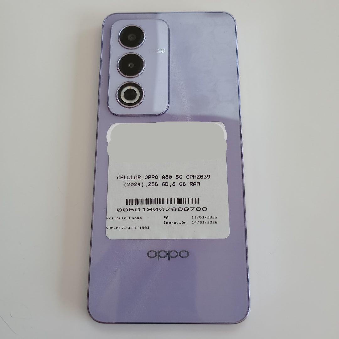 CELULAR OPPO  A80 5G CPH2639 (2024) 256 GB 8 GB RAM (SEMINUEVO)