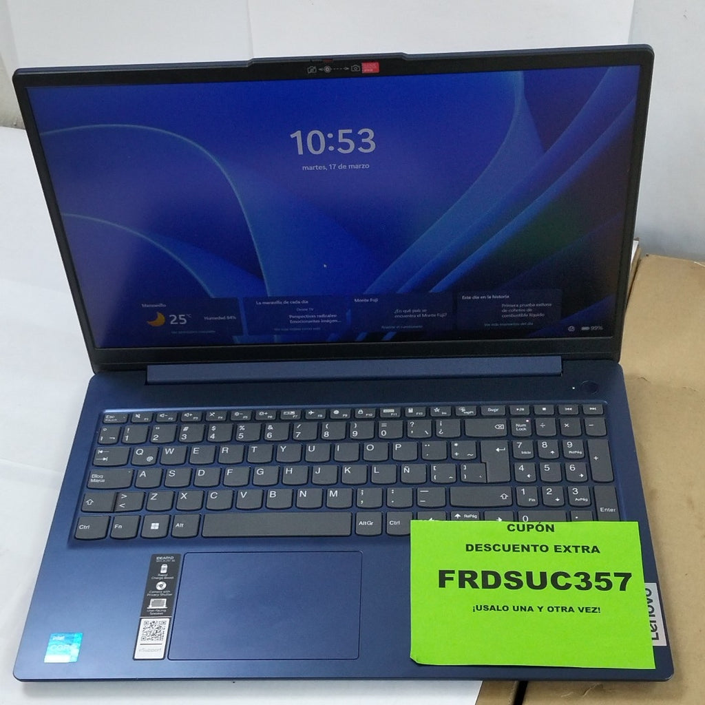 LAPTOP LENOVO IDEAPAD SLIM 3 15IRU8 (2024) 512 GB SSD 8 GB RAM (SEMINUEVO)