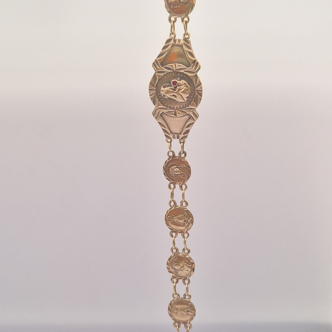 K1 6,60 GRMS 10 K ESPECIFICACIONES COMPLEMENTARIAS PULSERA CON DIJES RELIGIOSOS (SEMINUEVO)