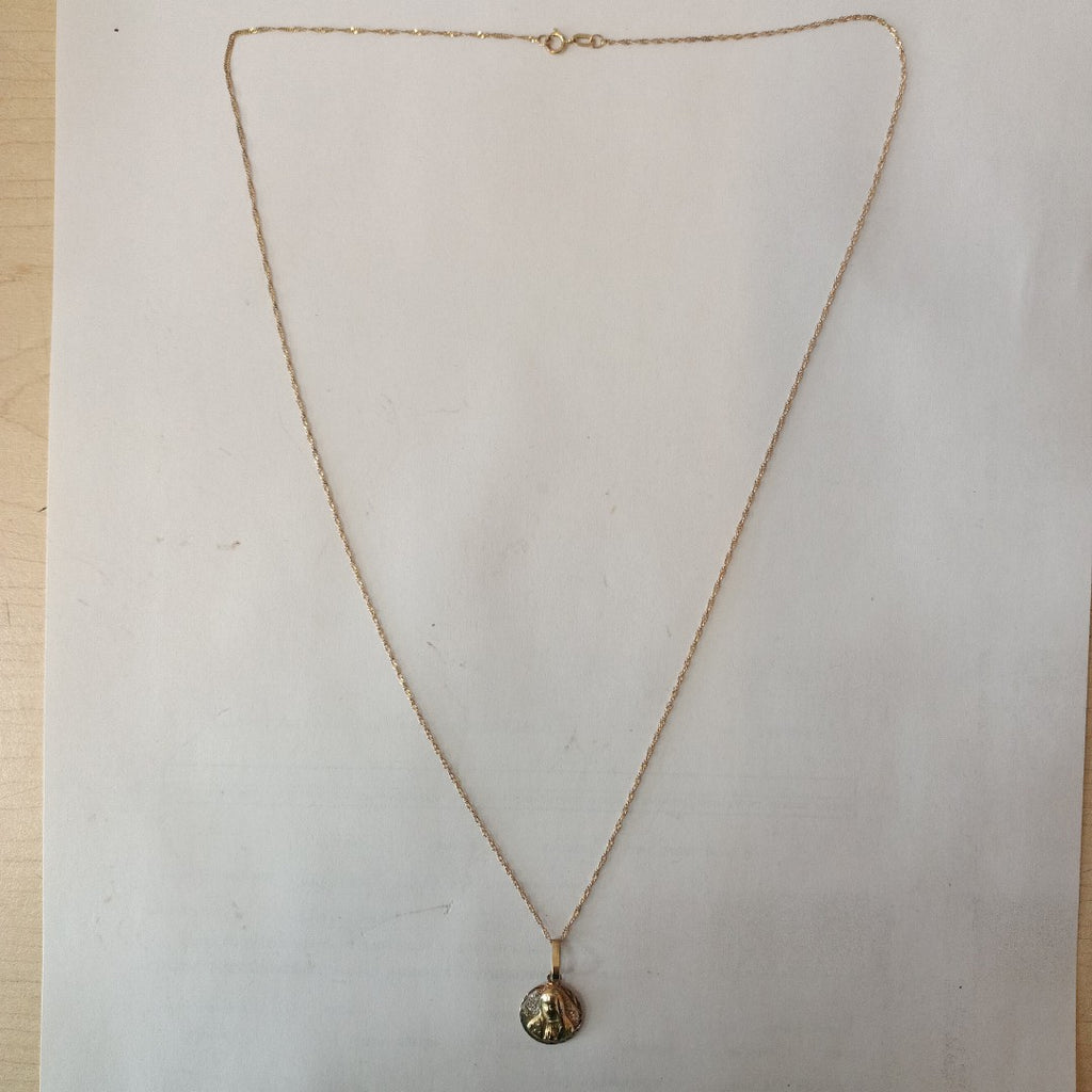 CADENA,MEDALLA RELIGIOSA ORO 10 K 2,10 GRMS (SEMINUEVO)