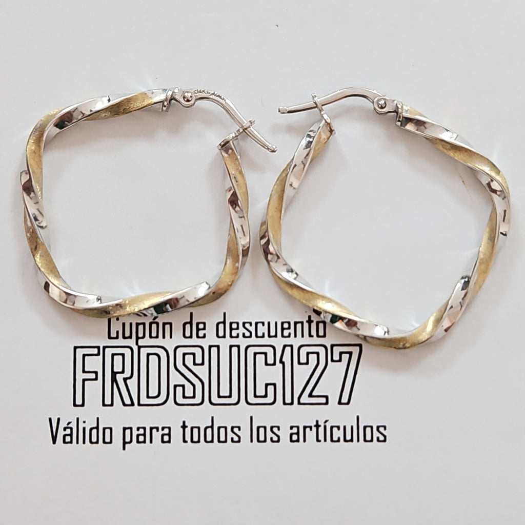 ARRACADAS PAR ORO COMBINADO 14 K 2.2 GRMS (SEMINUEVO)