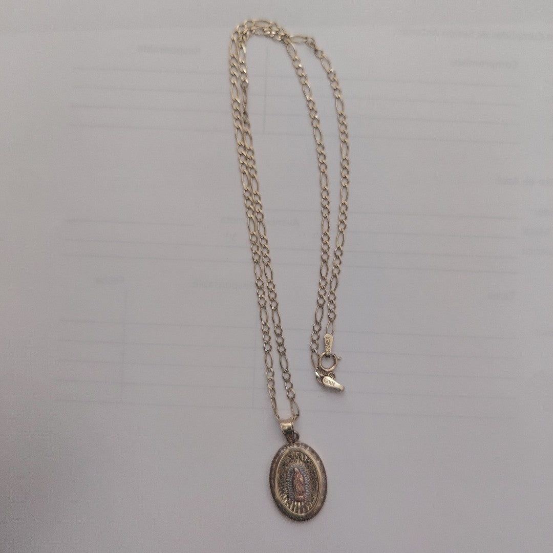 CADENA, MEDALLA RELIGIOSA ORO, ORO COMBINADO 10 K 3.9 GRMS (SEMINUEVO)