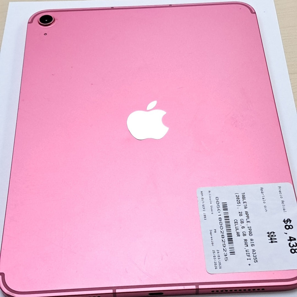 TABLETA APPLE IPAD A16 A3355 (2025) 128 GB 6 GB RAM (SEMINUEVO)