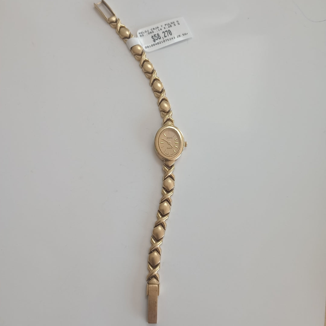 RELOJ CAJA Y PULSO ORO ORO 14 K 20.5 GRMS (SEMINUEVO)