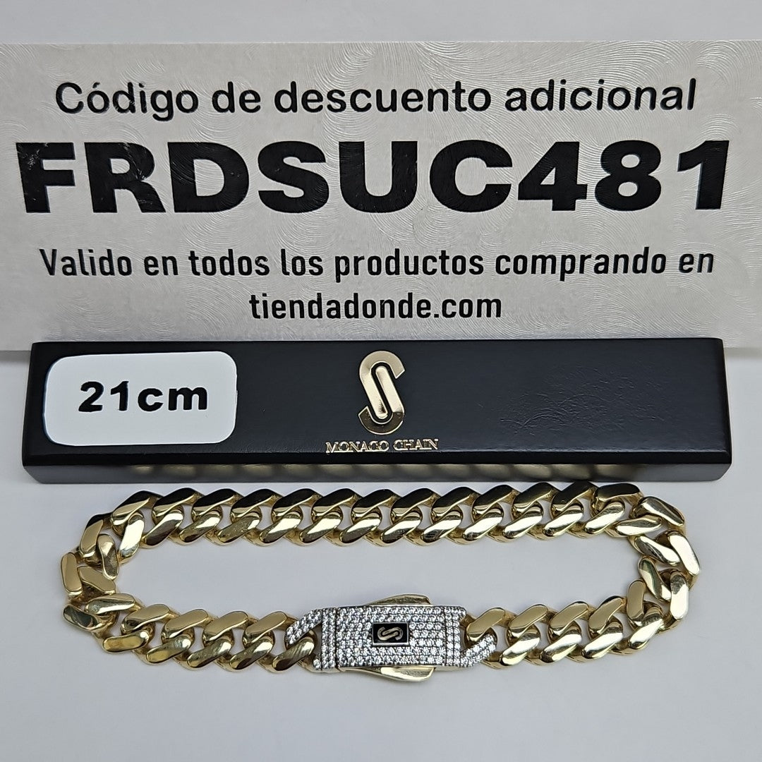 PULSERA CABALLERO MONACO ORO 10K 12.5 (NUEVO)