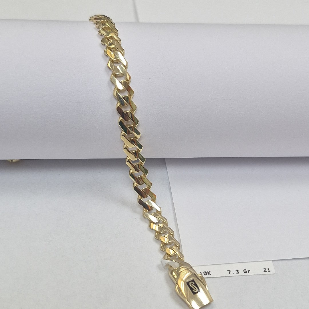 PULSERA CABALLERO MONACO ORO 10K 7.3 (NUEVO)