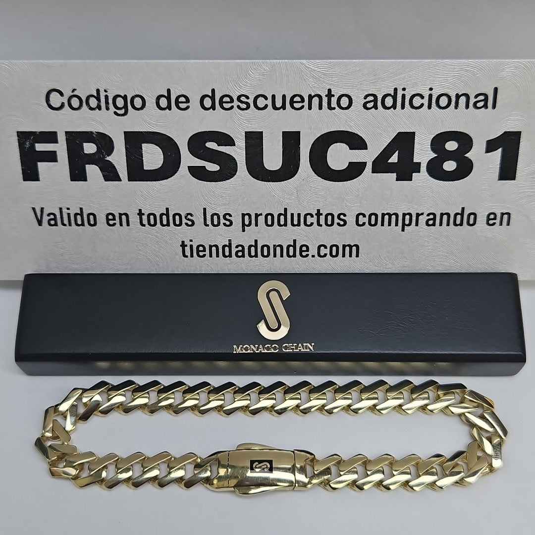 PULSERA CABALLERO MONACO ORO 14K 10.4 (NUEVO)