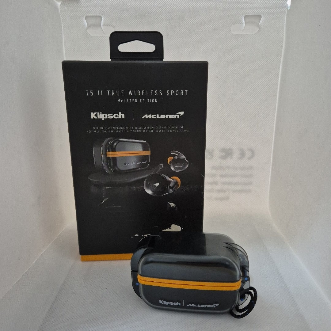AUDIFONOS KLIPSCH T5 II TRUE WIRELESS SPORT MCLAREN INALAMBRICO IN EAR (SEMINUEVO)