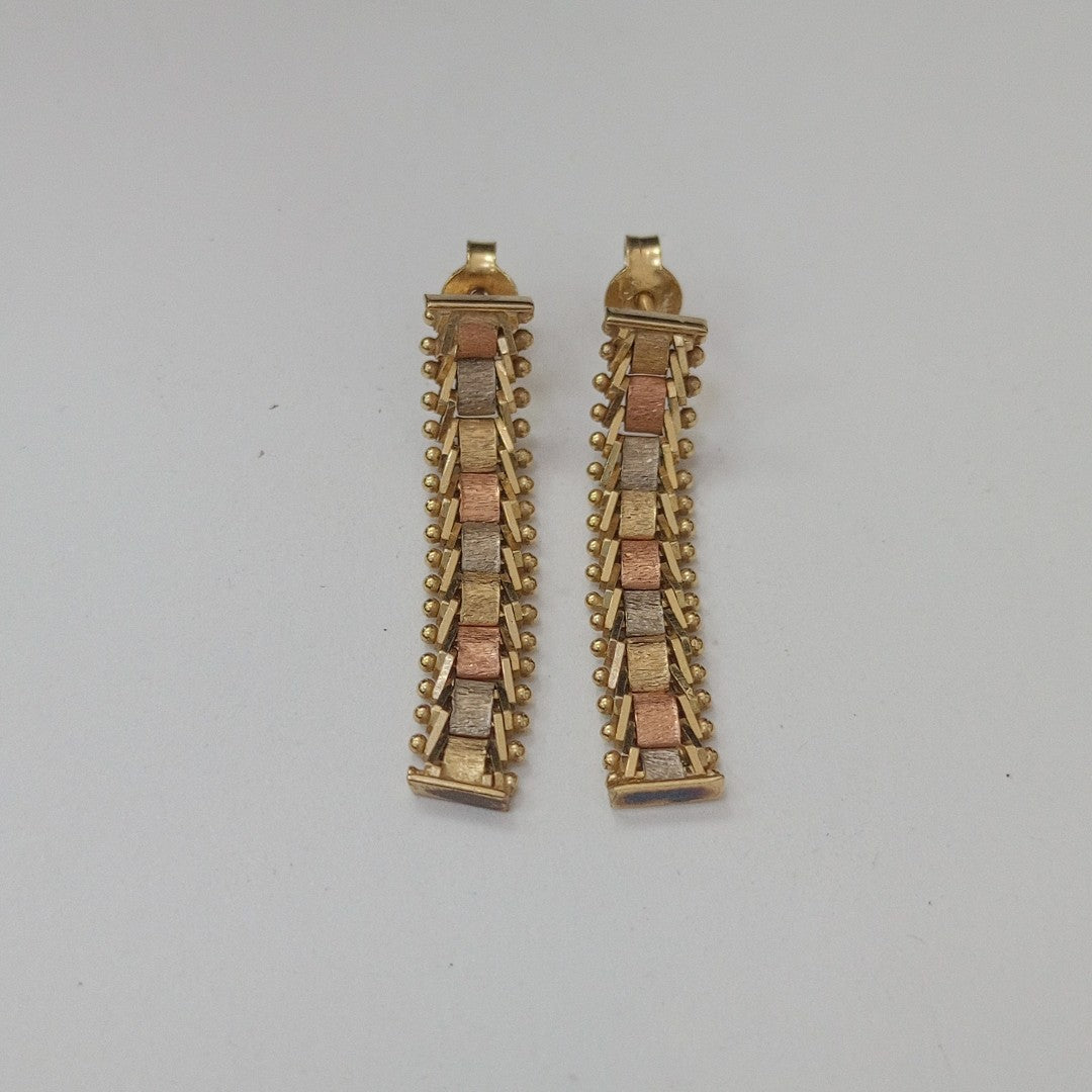 ARETES PAR ORO COMBINADO 14 K 3.5 GRMS (SEMINUEVO)