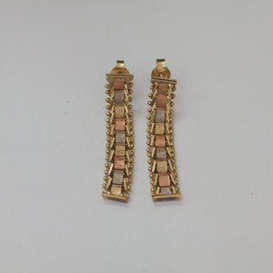 ARETES PAR ORO COMBINADO 14 K 3.5 GRMS (SEMINUEVO)