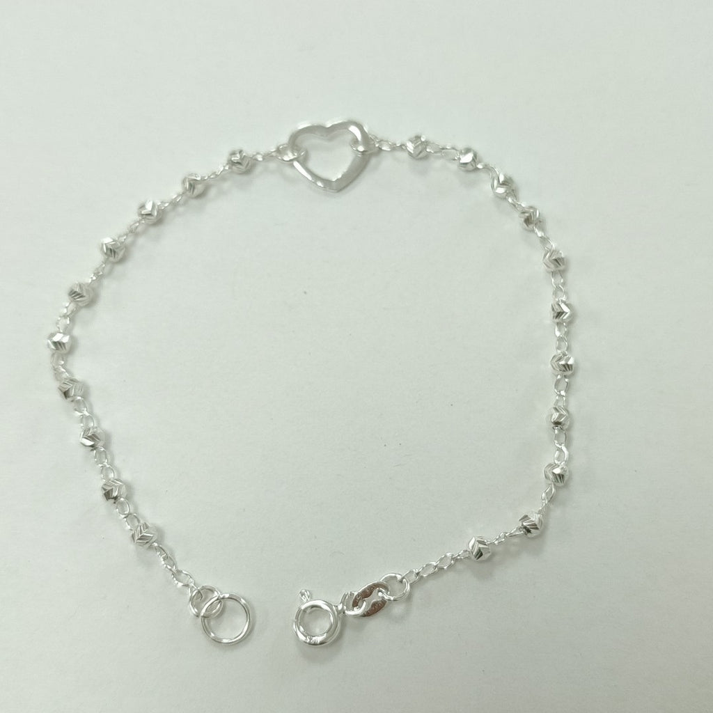 PULSERA TEJIDO CORAZON PLATA .925 18 CM 2 GR (NUEVO)