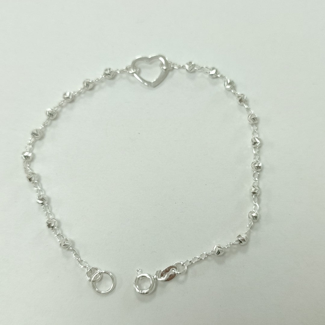 PULSERA TEJIDO CORAZON PLATA .925 18 CM 2 GR (NUEVO)