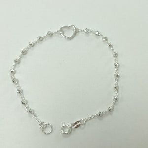 PULSERA TEJIDO CORAZON PLATA .925 18 CM 2 GR (NUEVO)