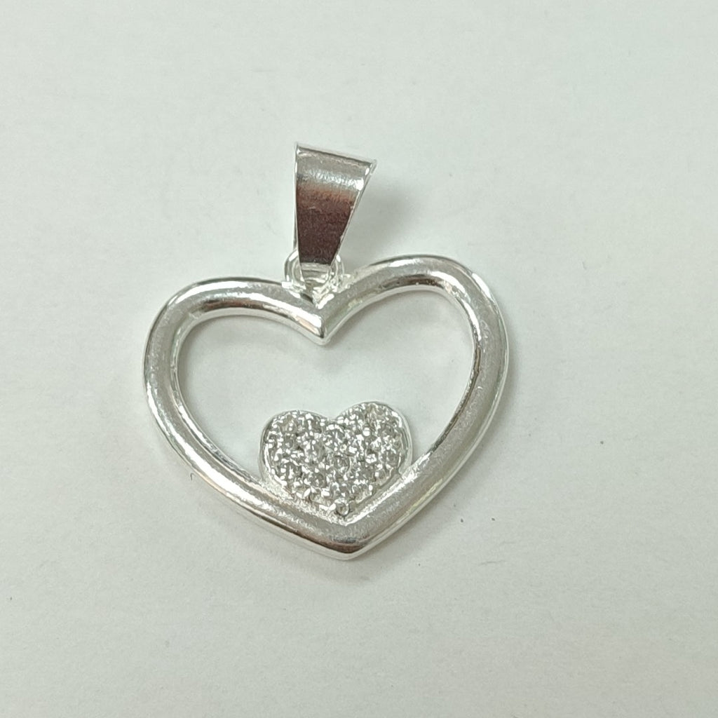 DIJE CORAZON C/CIRCONIAS PLATA .925 2.6 GR (NUEVO)