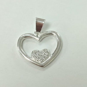 DIJE CORAZON C/CIRCONIAS PLATA .925 2.6 GR (NUEVO)