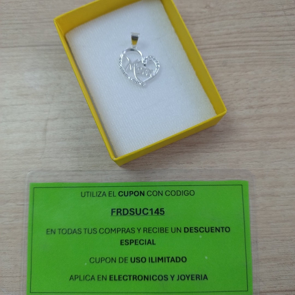 DIJE CORAZON C/CIRCONIAS PLATA .925 3.3 GR (NUEVO)