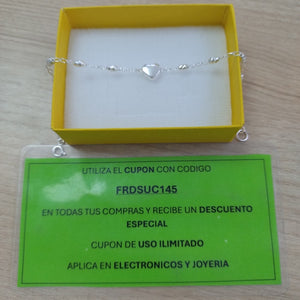 PULSERA TEJIDO CORAZON PLATA .925 18 CM 3.3 GR (NUEVO)