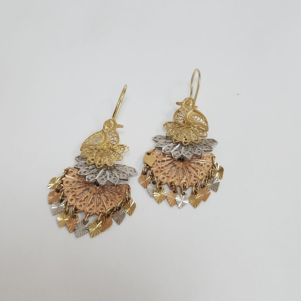 ARETES PAR ORO, ORO BLANCO, ORO COMBINADO 14 K 8.5 GRMS (SEMINUEVO)