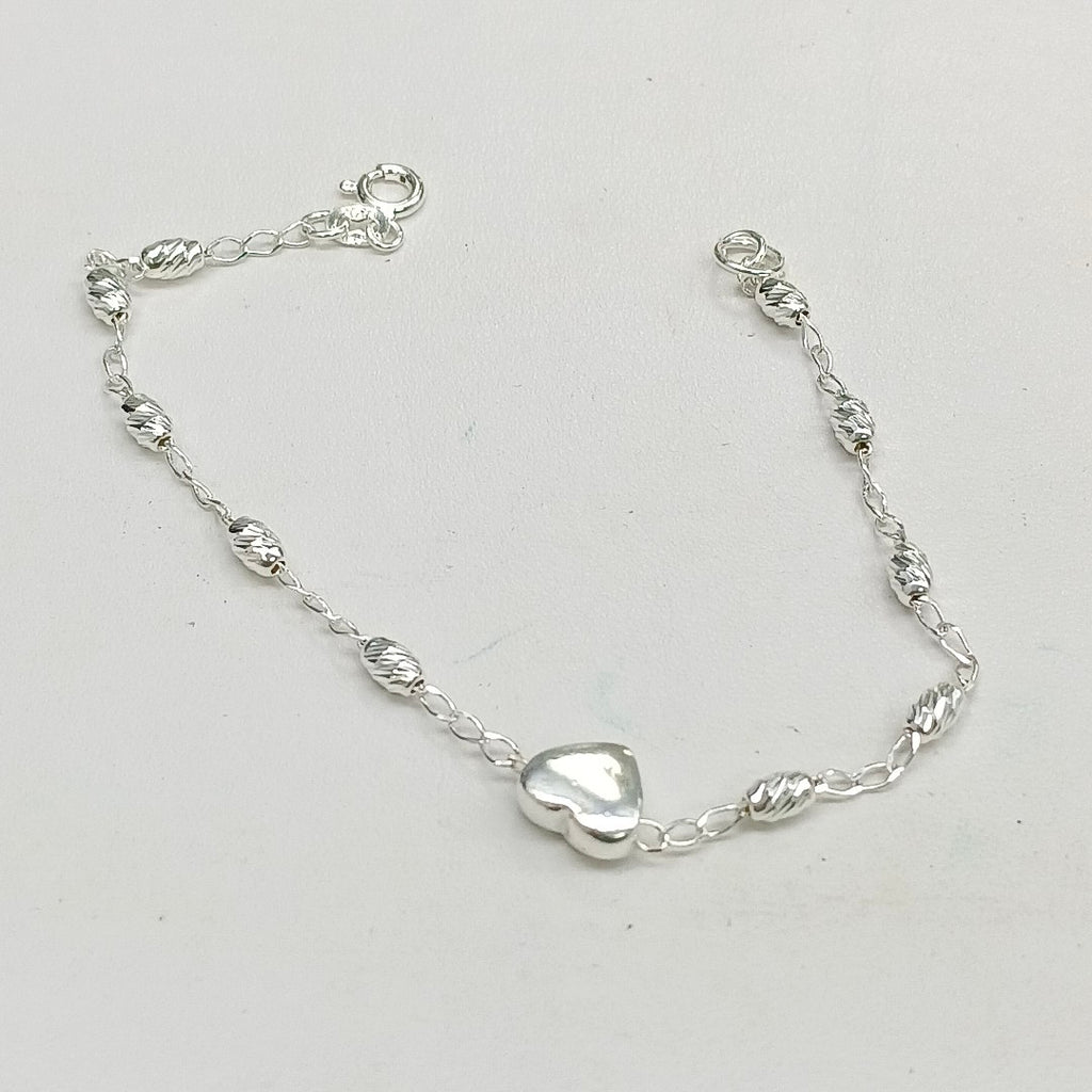 PULSERA TEJIDO CORAZON PLATA .925 18 CM 3.3 GR (NUEVO)