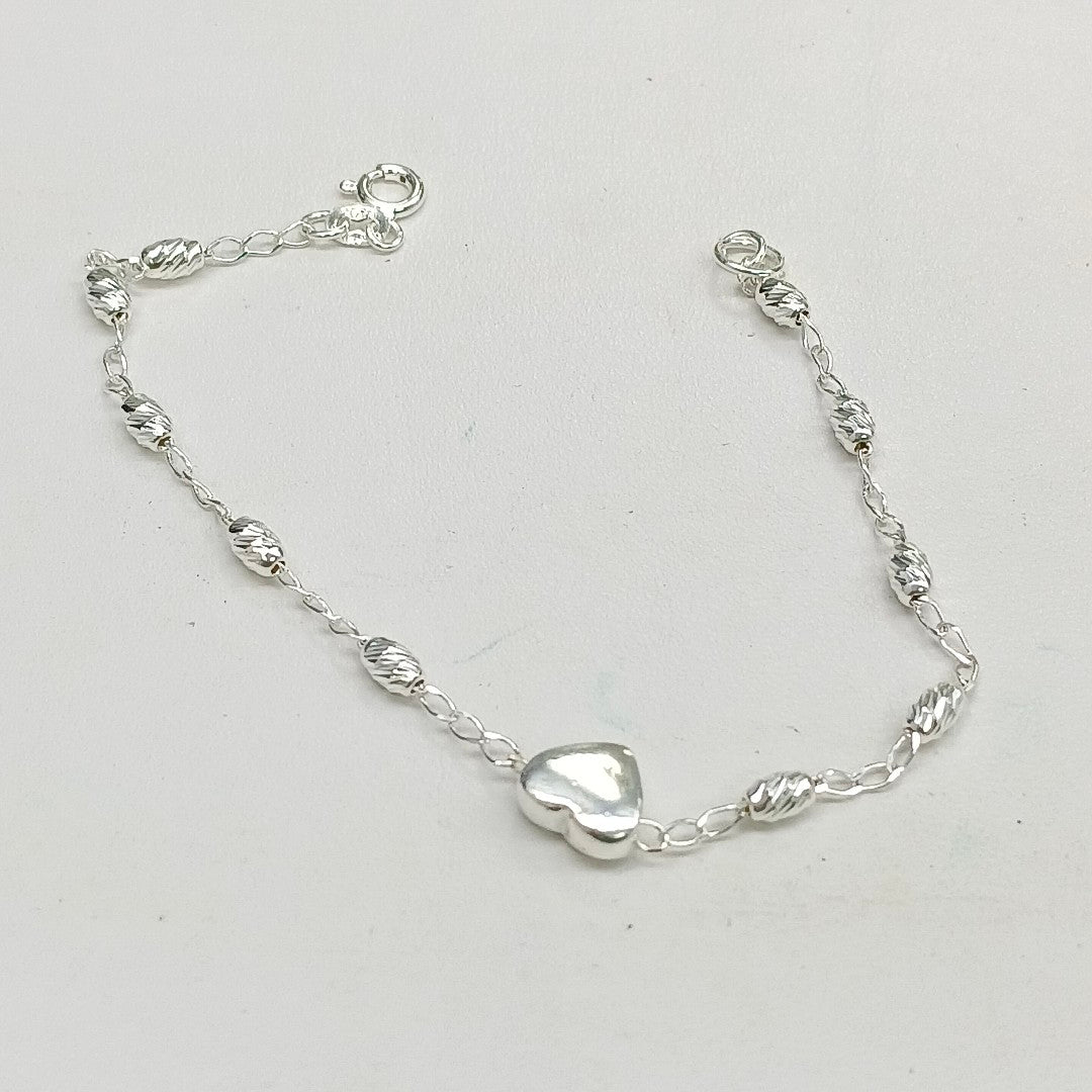 PULSERA TEJIDO CORAZON PLATA .925 18 CM 3.3 GR (NUEVO)