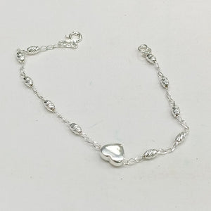 PULSERA TEJIDO CORAZON PLATA .925 18 CM 3.3 GR (NUEVO)
