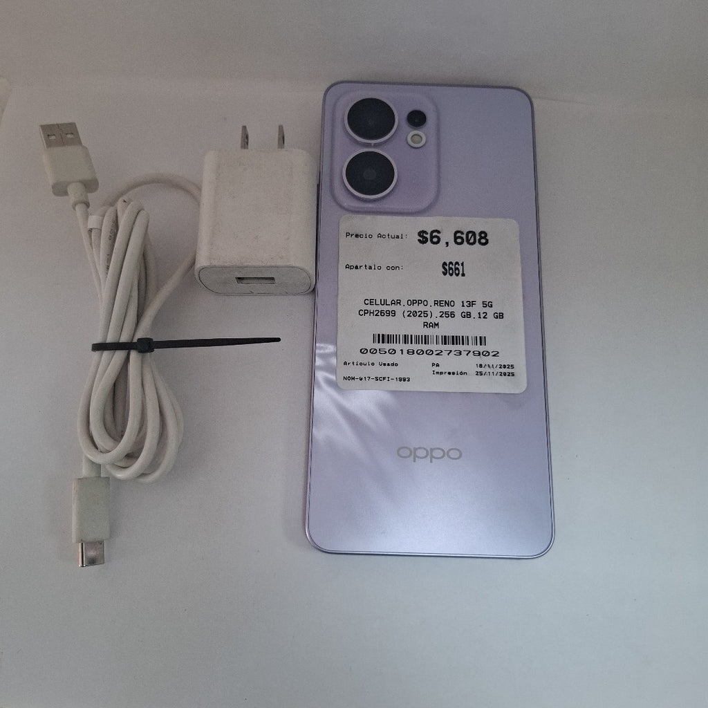 CELULAR OPPO  RENO 13F 5G CPH2699 (2025) 256 GB 12 GB RAM (SEMINUEVO)