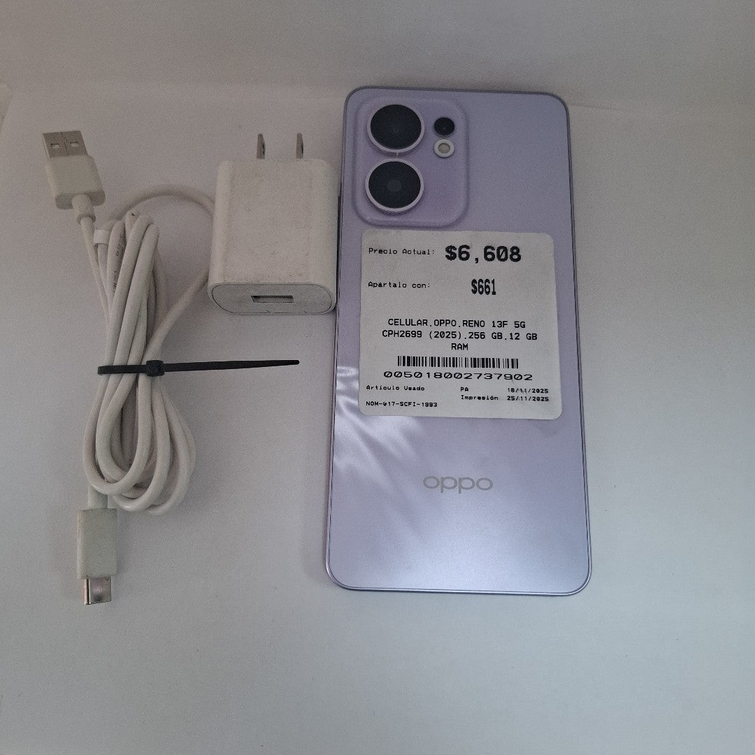 CELULAR OPPO  RENO 13F 5G CPH2699 (2025) 256 GB 12 GB RAM (SEMINUEVO)