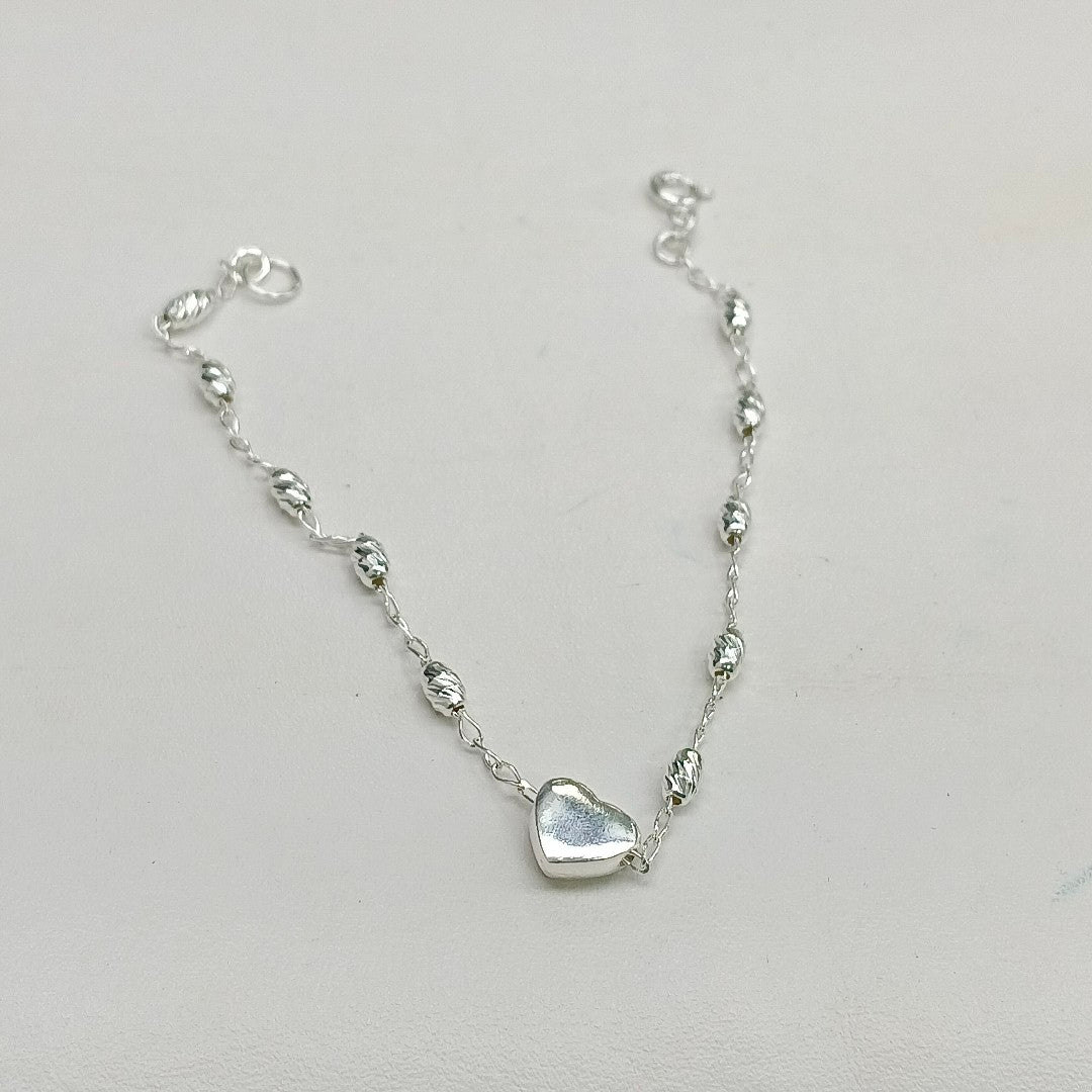 PULSERA TEJIDO CORAZON PLATA .925 18 CM 3.4 GR (NUEVO)