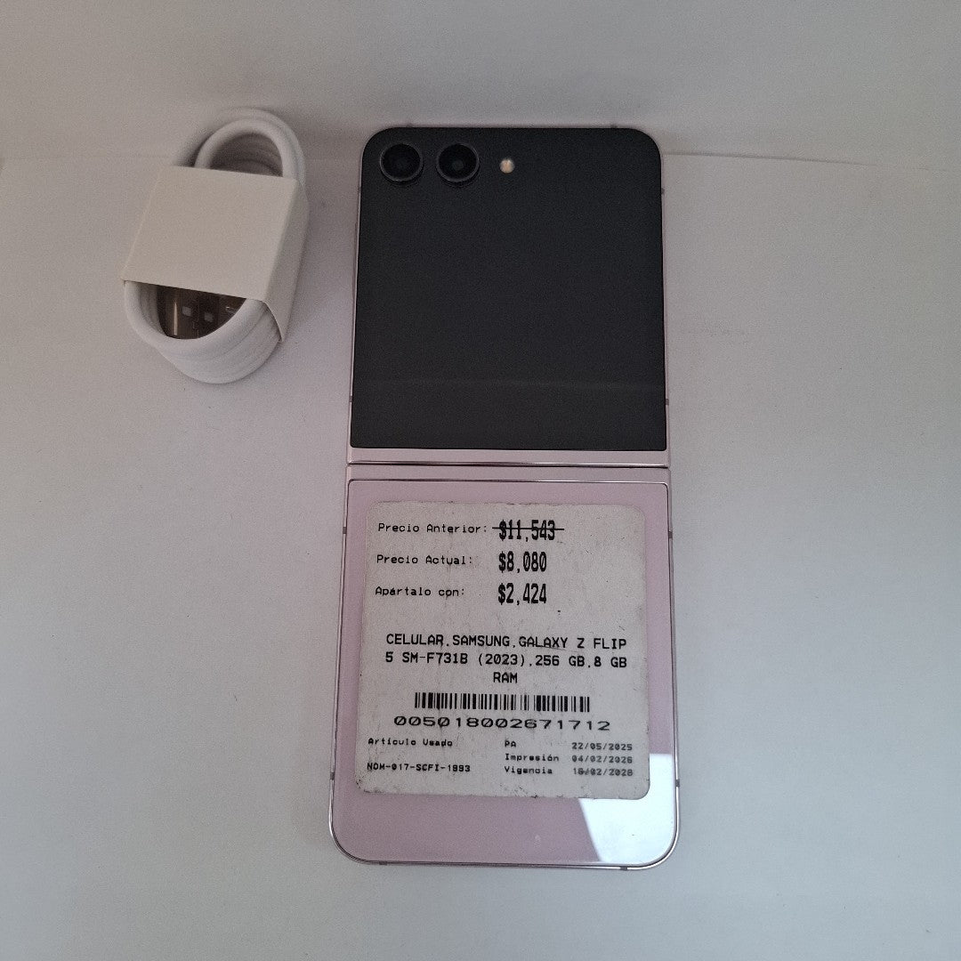 CELULAR SAMSUNG GALAXY Z FLIP 5 SM-F731B (2023) 256 GB 8 GB RAM (SEMINUEVO)