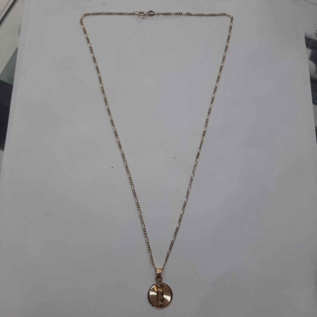 CADENA, MEDALLA RELIGIOSA ORO 10 K 4.6 GRMS (SEMINUEVO)