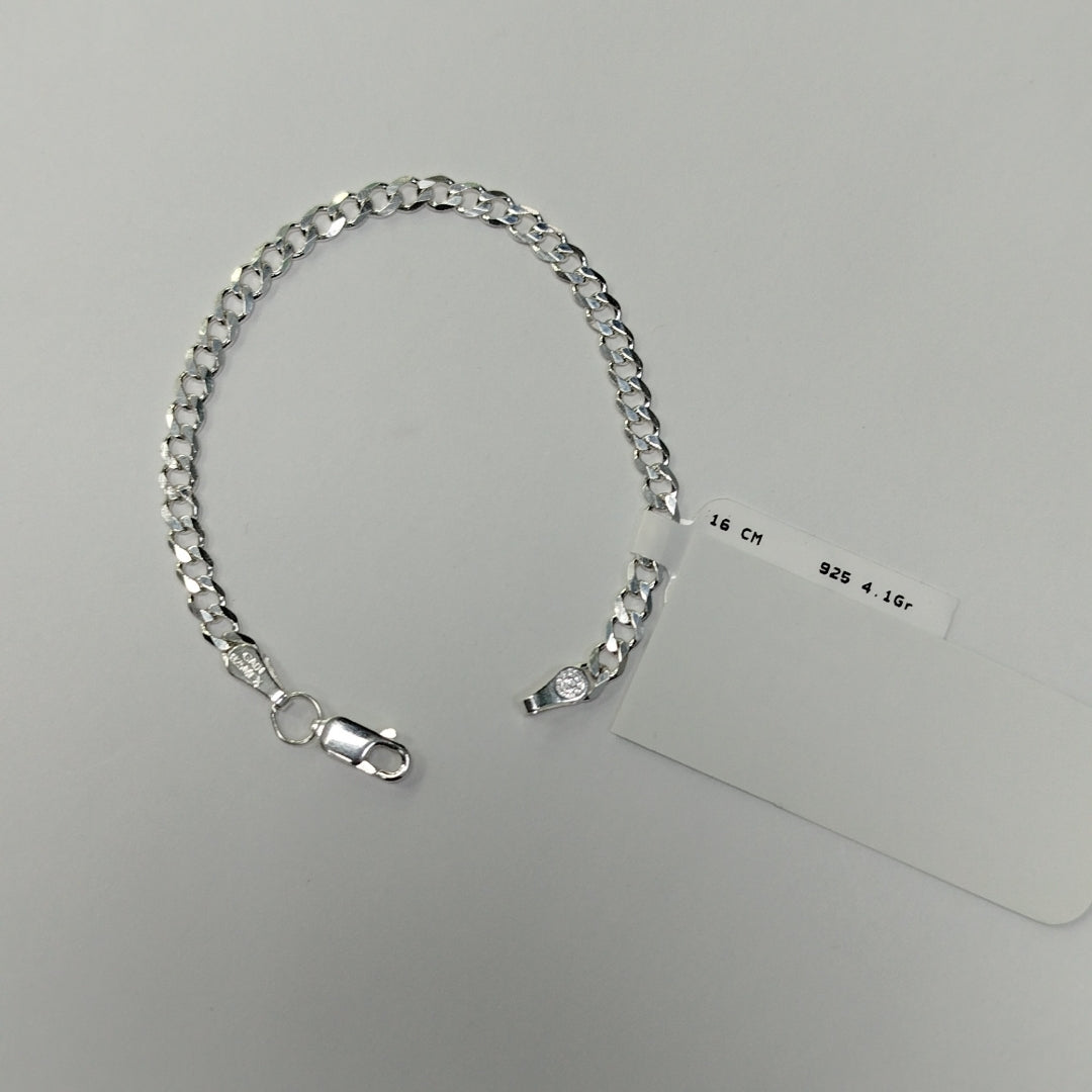 PULSERA TEJIDO BARBADA PLATA .925 16 CM 4.1 GR (NUEVO)