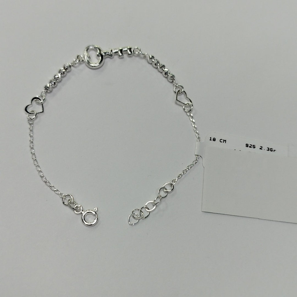 PULSERA TEJIDO LLAVE PLATA .925 18 CM 2.3 GR (NUEVO)