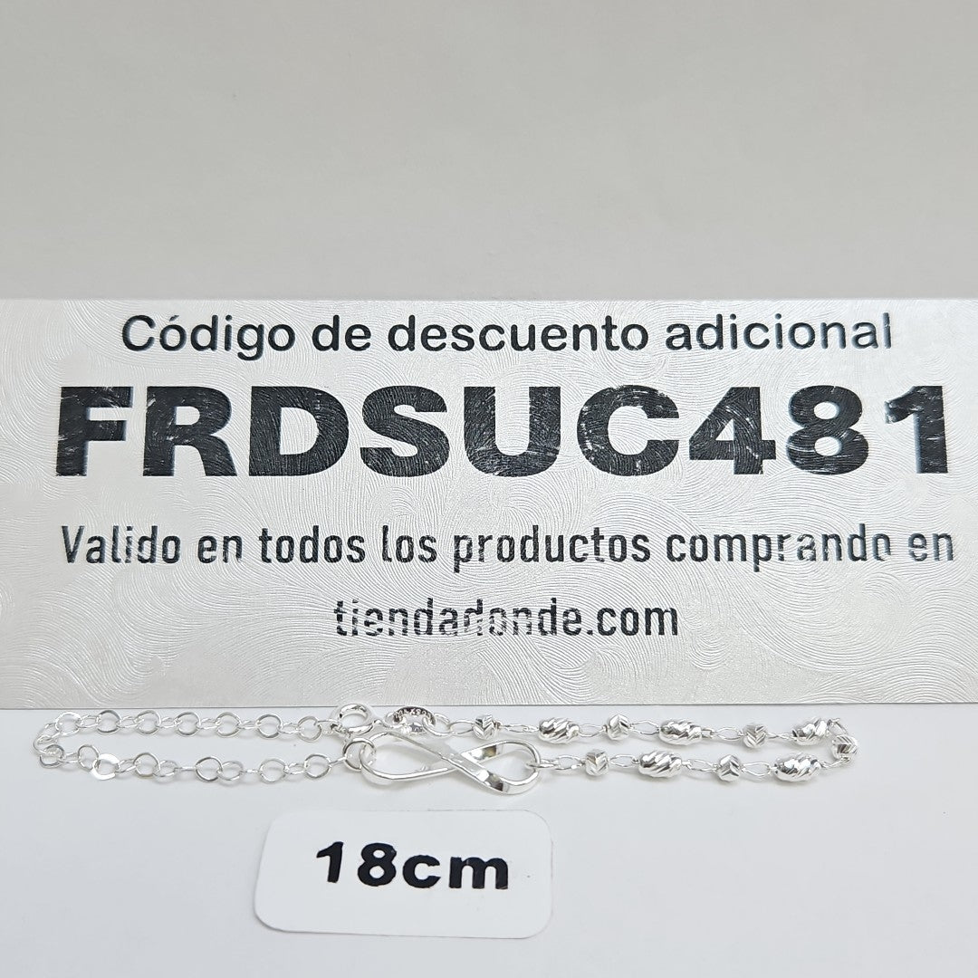 PULSERA TEJIDO INFINITO PLATA .925 18 CM 2.2 GR (NUEVO)
