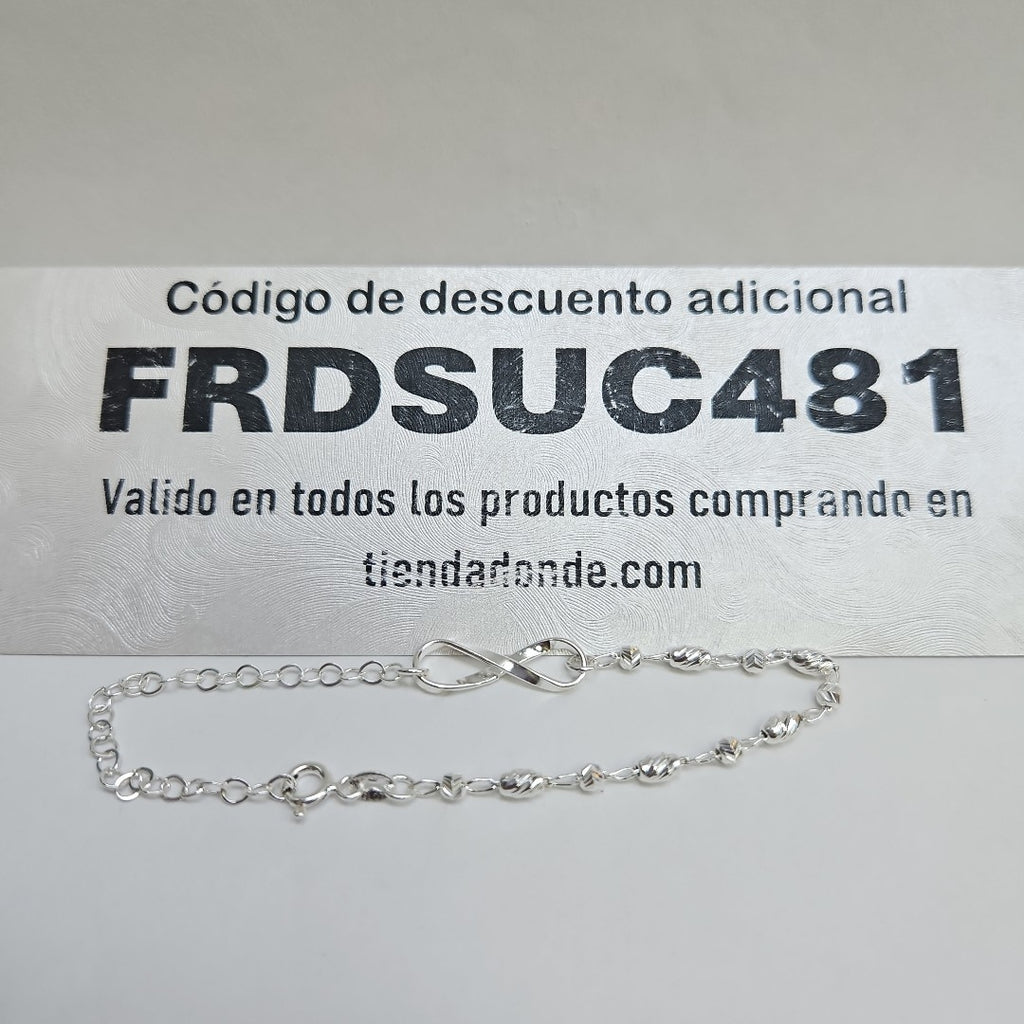 PULSERA TEJIDO INFINITO PLATA .925 18 CM 2.4 GR (NUEVO)