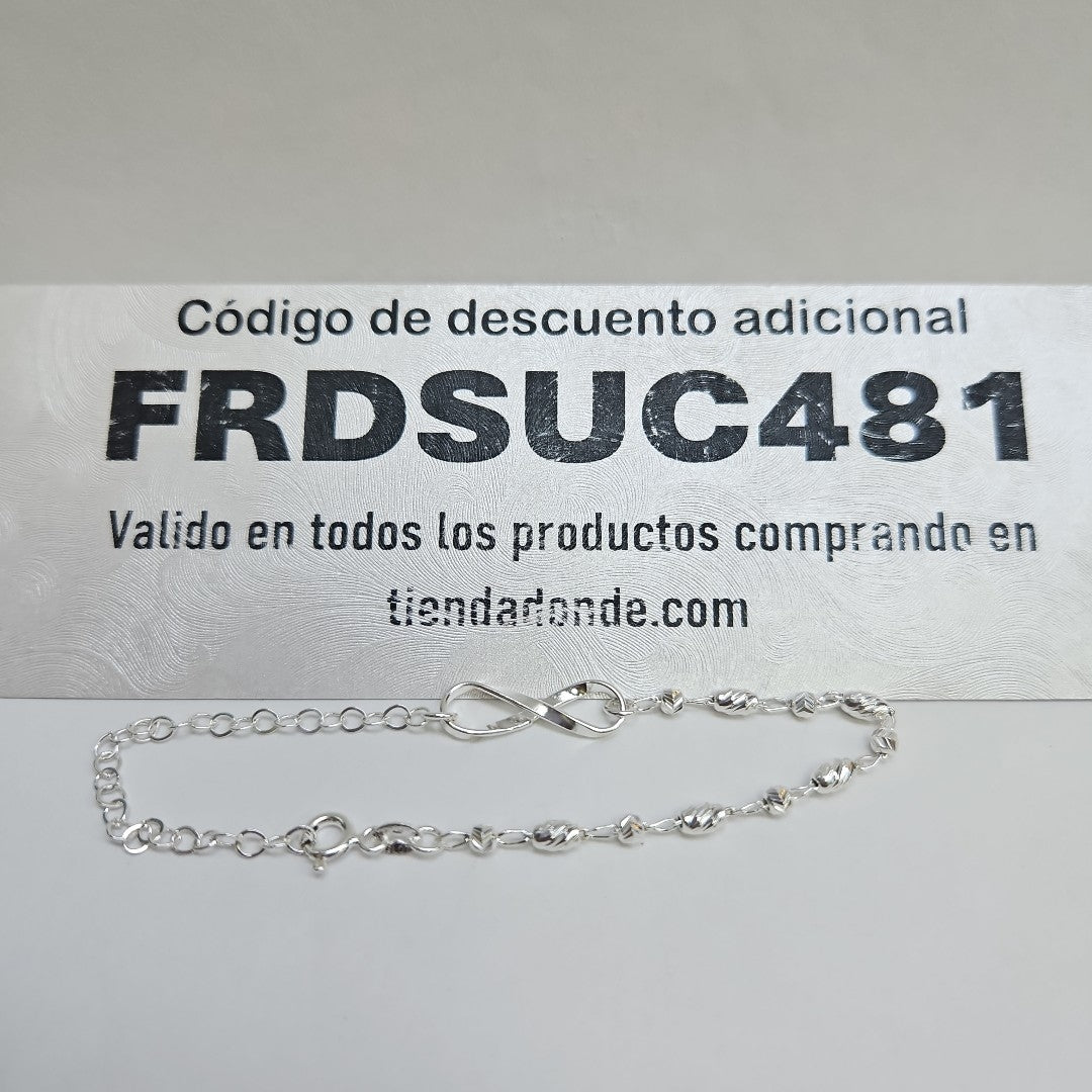 PULSERA TEJIDO INFINITO PLATA .925 18 CM 2.4 GR (NUEVO)
