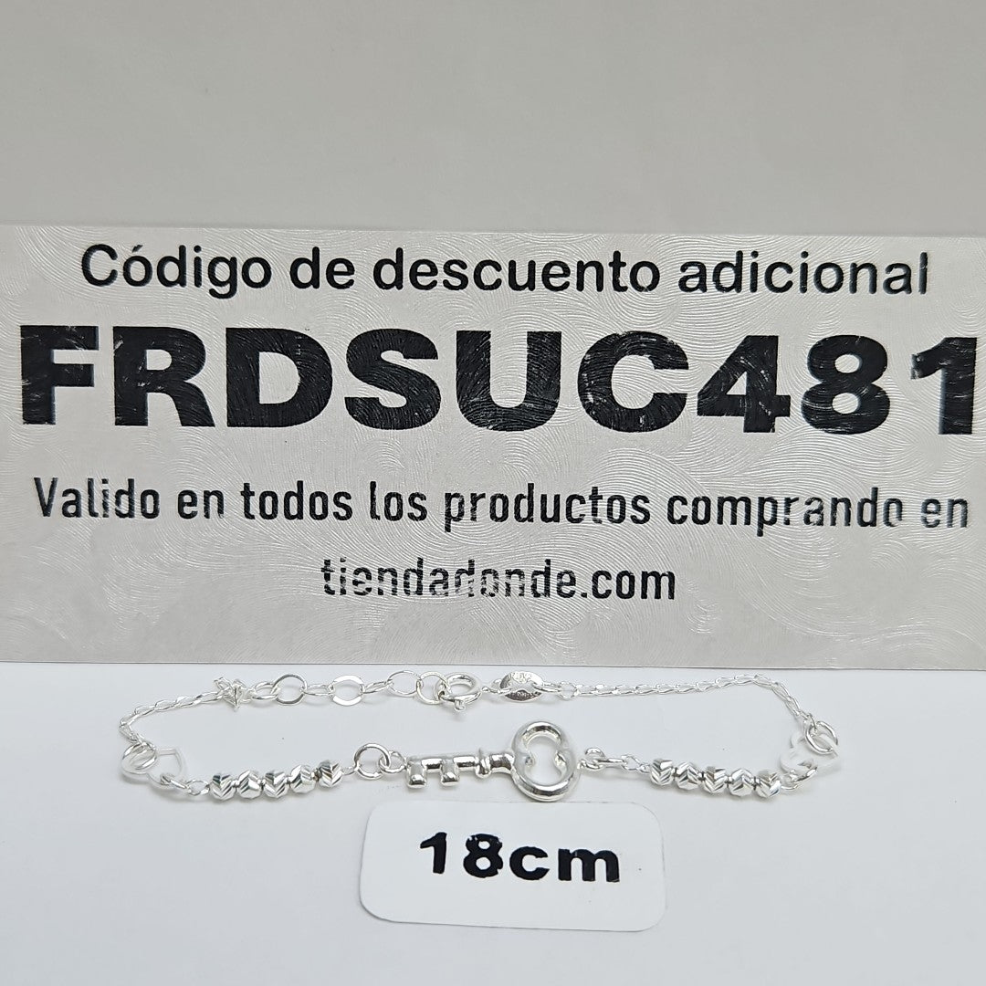 PULSERA TEJIDO LLAVE PLATA .925 18 CM 2.3 GR (NUEVO)