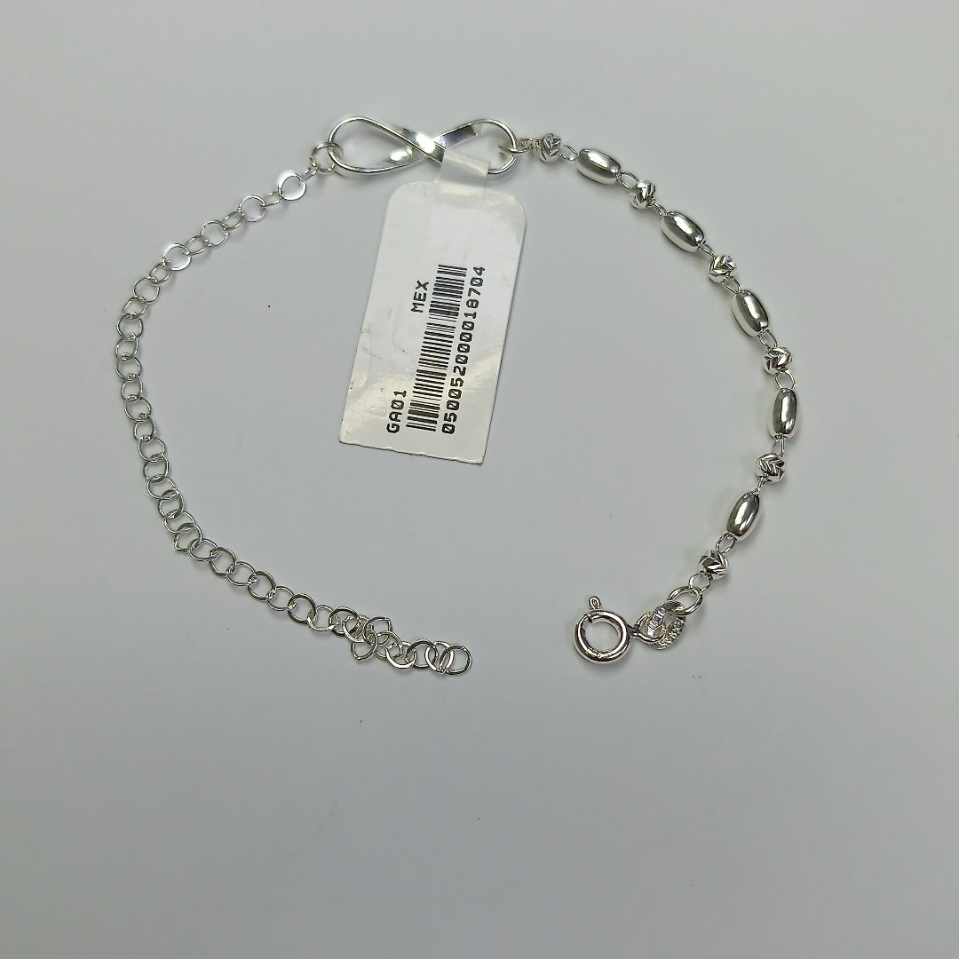 PULSERA TEJIDO INFINITO PLATA .925 18 CM 2.4 GR (NUEVO)