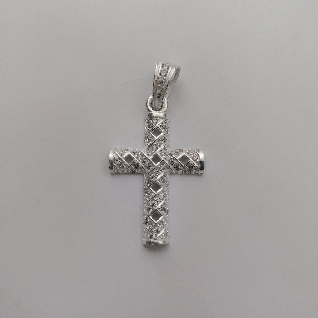 DIJE CRUZ C/CIRCONIAS PLATA .925 7.7 GR (NUEVO)