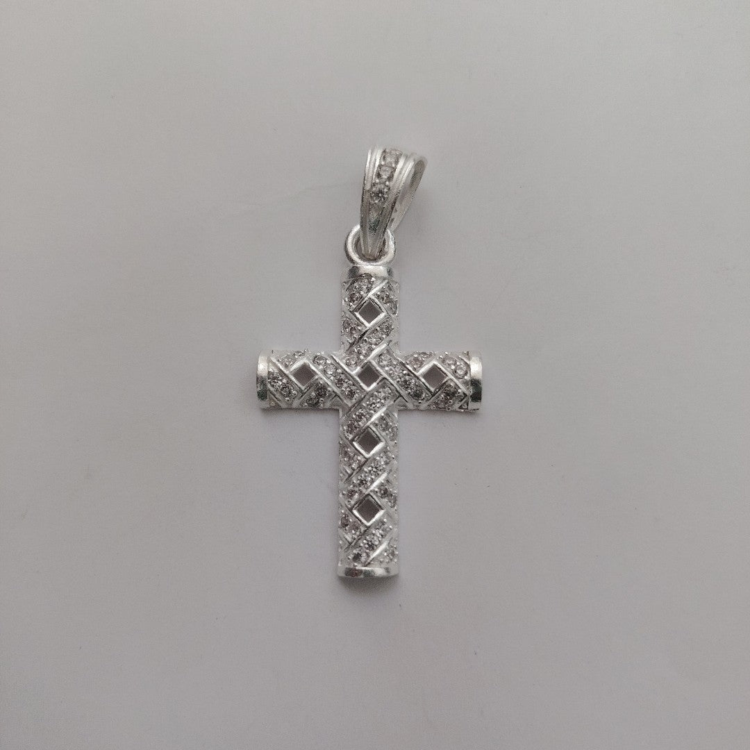 DIJE CRUZ C/CIRCONIAS PLATA .925 7.7 GR (NUEVO)