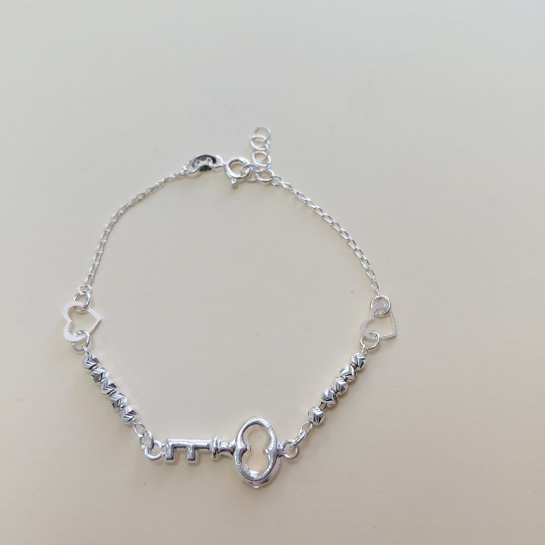 PULSERA TEJIDO LLAVE PLATA .925 18 CM 2.3 GR (NUEVO)