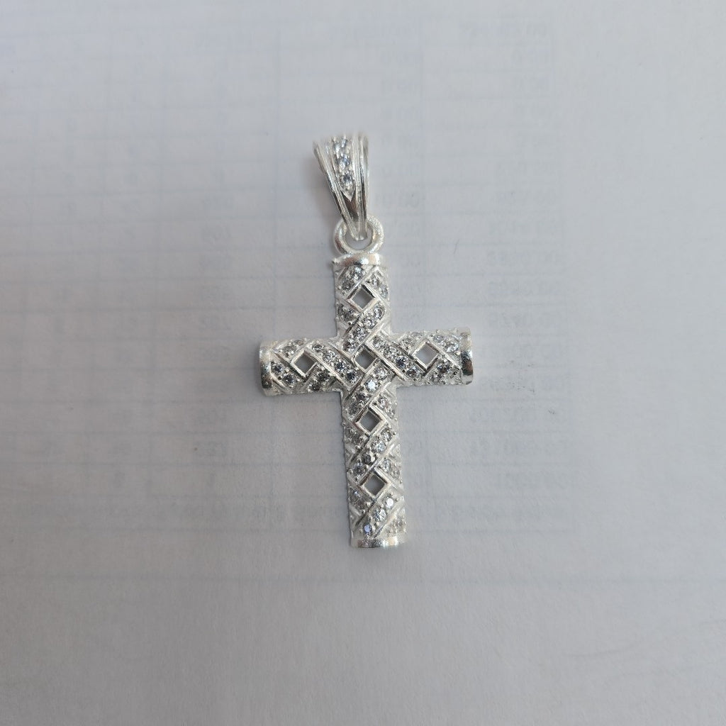 DIJE CRUZ C/CIRCONIAS PLATA .925 7.7 GR (NUEVO)