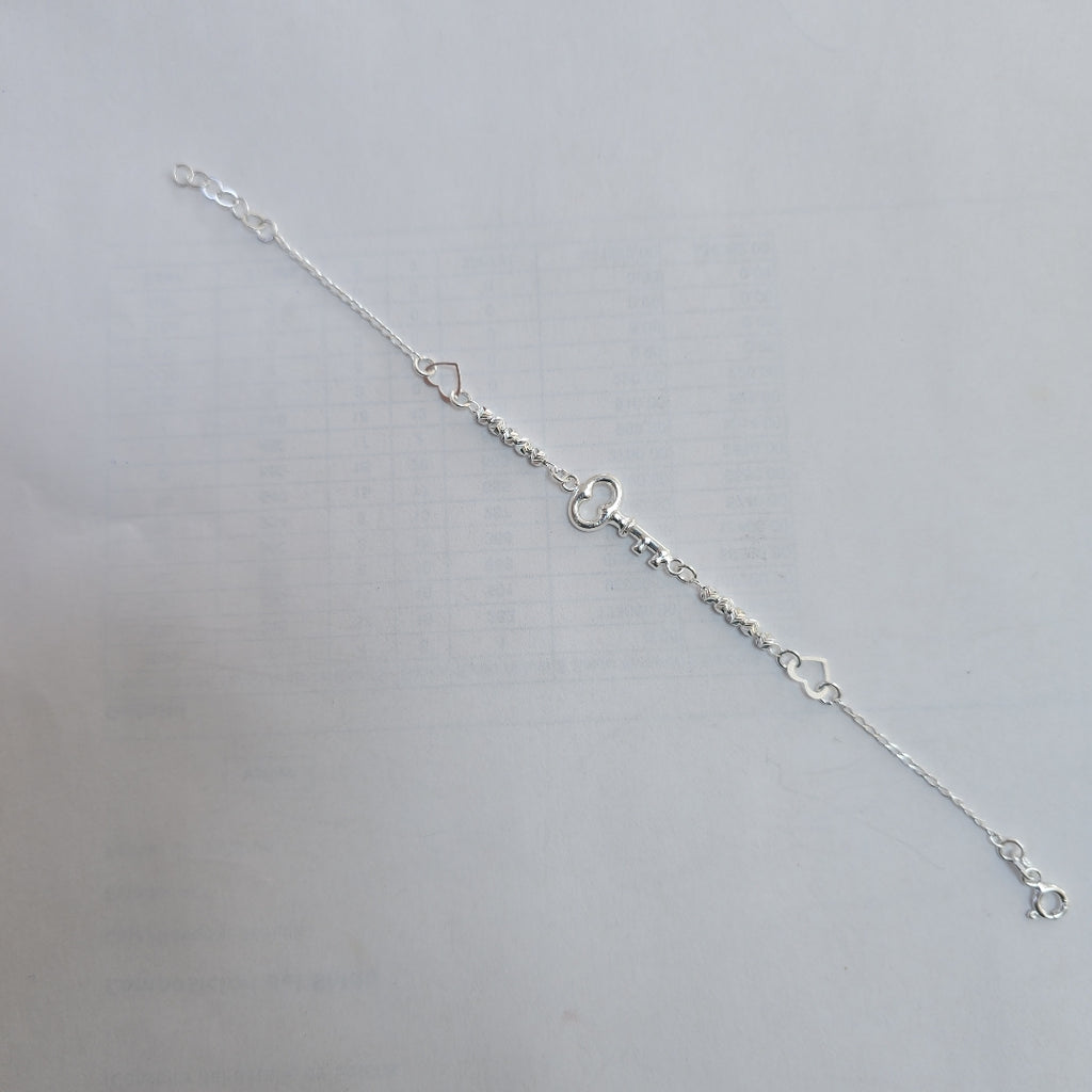 PULSERA TEJIDO LLAVE PLATA .925 18 CM 2.3 GR (NUEVO)