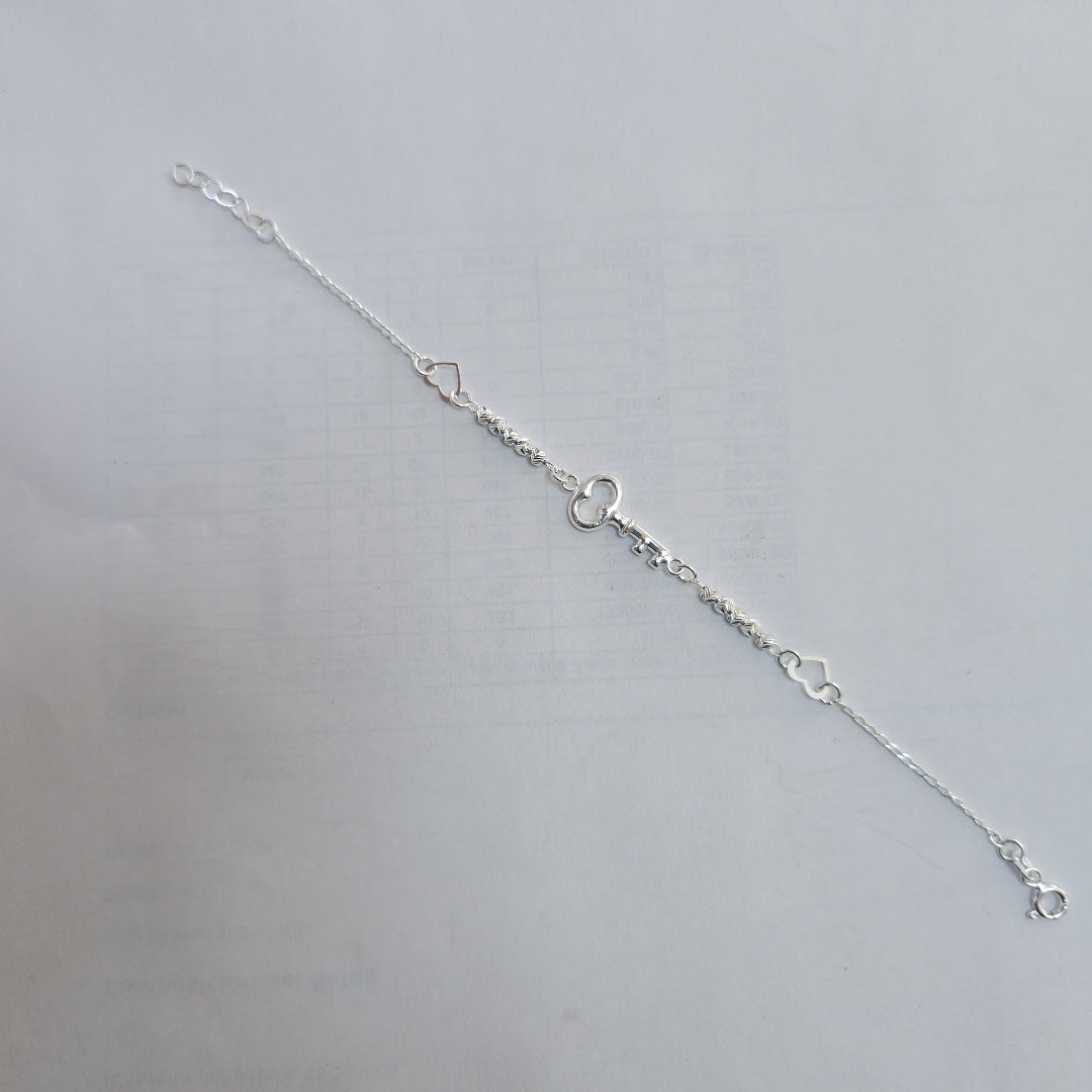 PULSERA TEJIDO LLAVE PLATA .925 18 CM 2.3 GR (NUEVO)