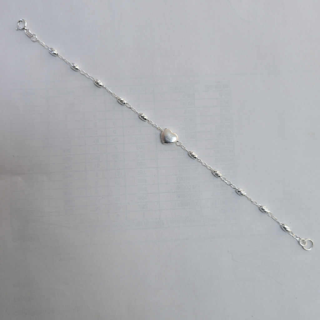 PULSERA TEJIDO CORAZON PLATA .925 18 CM 3.4 GR (NUEVO)