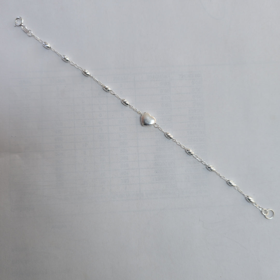 PULSERA TEJIDO CORAZON PLATA .925 18 CM 3.4 GR (NUEVO)