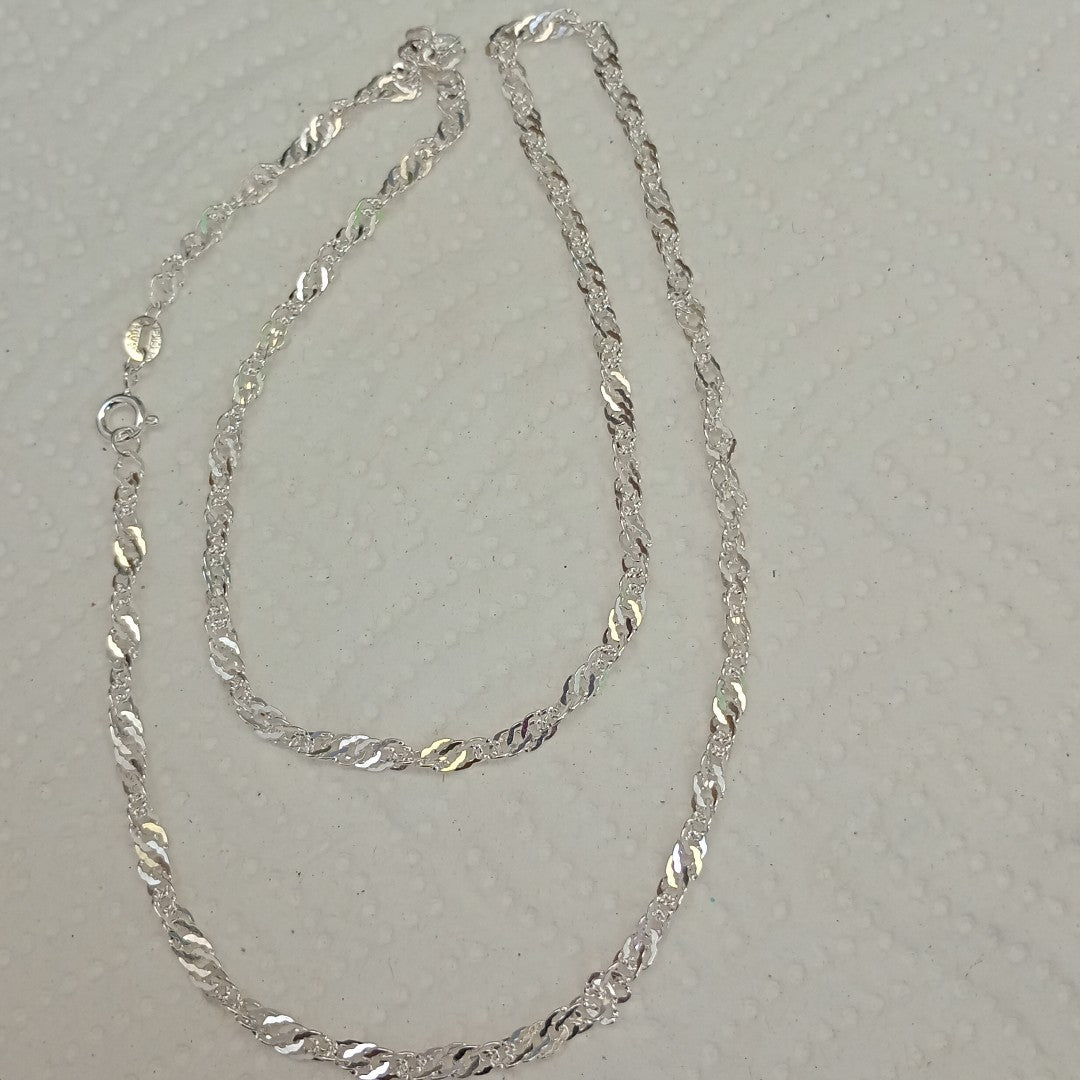 CADENA TEJIDO MEDIO TORZAL PLATA .925 55 CM 5.4 GR (NUEVO)