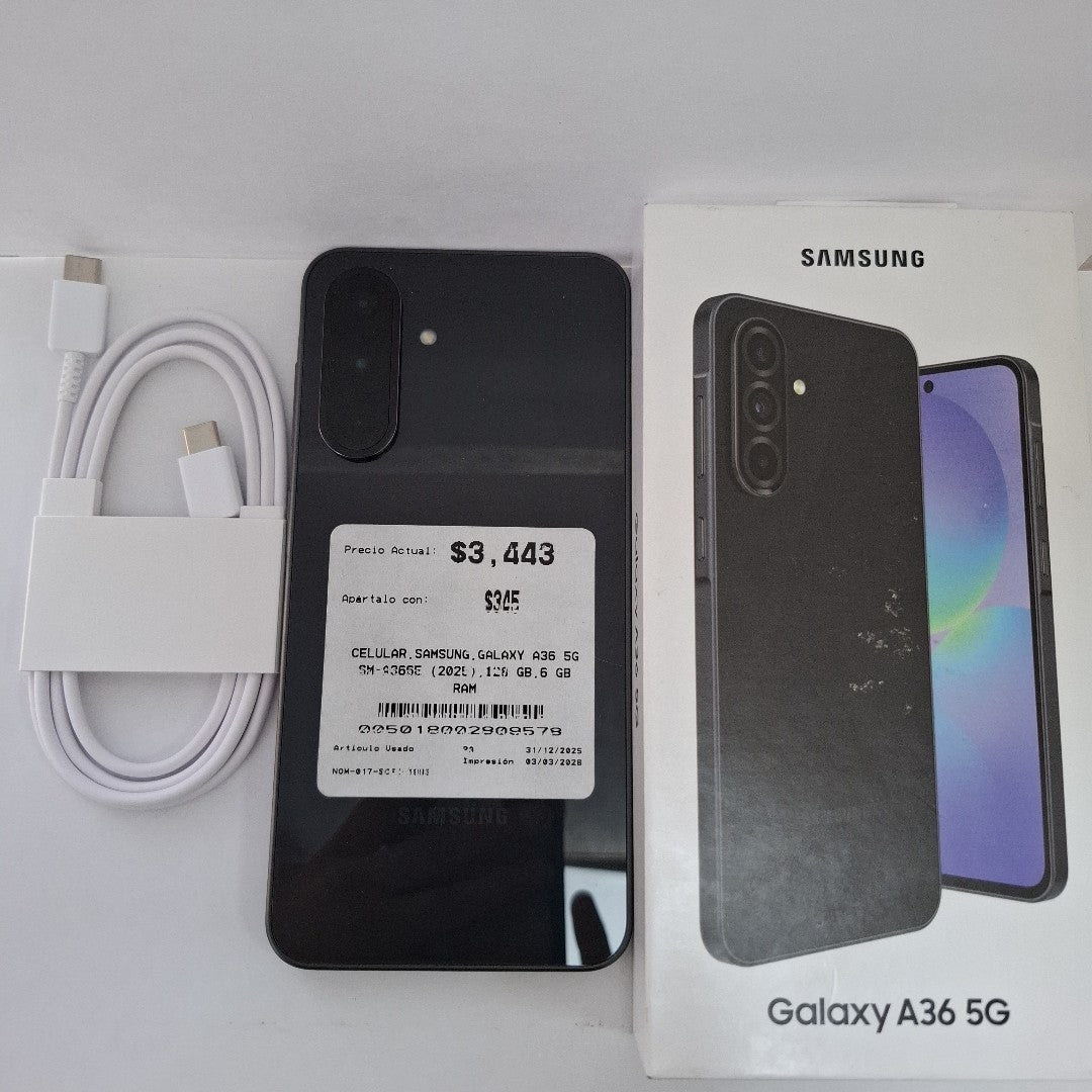 CELULAR SAMSUNG GALAXY A36 5G SM-A366E (2025) 128 GB 6 GB RAM (SEMINUEVO)