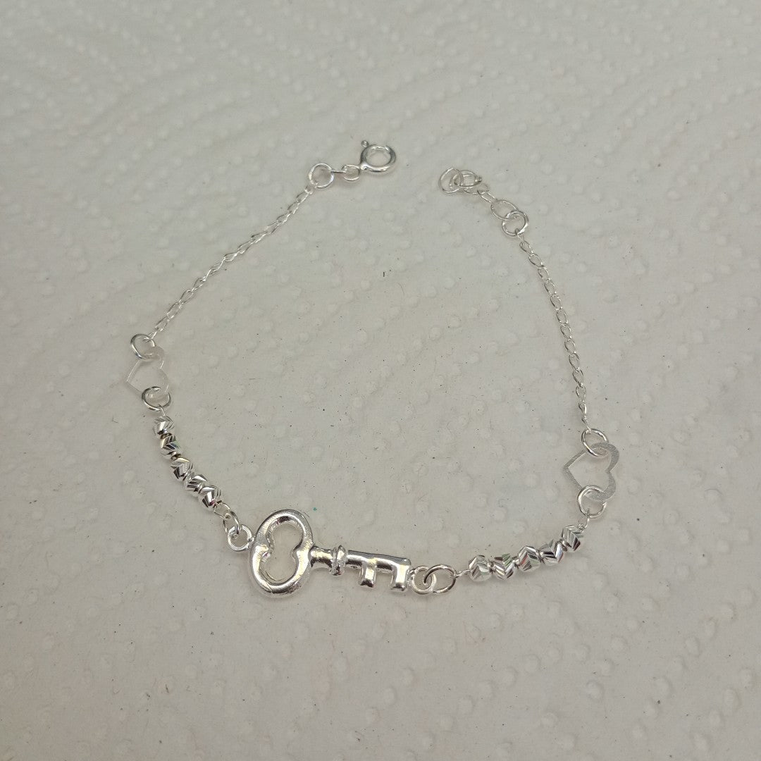 PULSERA TEJIDO LLAVE PLATA .925 18 CM 2.4 GR (NUEVO)