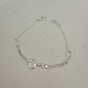 PULSERA TEJIDO LLAVE PLATA .925 18 CM 2.4 GR (NUEVO)