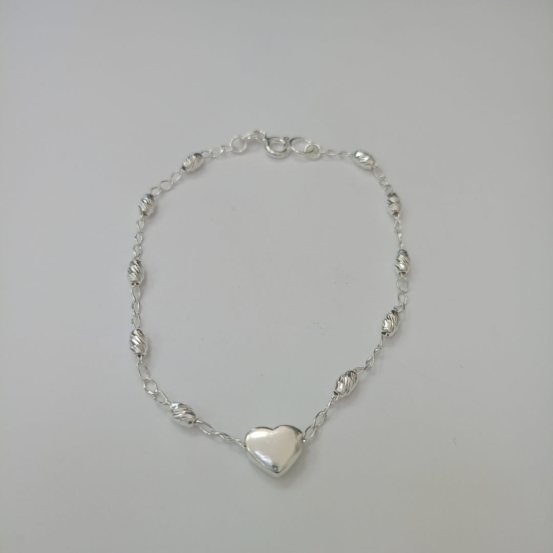 PULSERA TEJIDO CORAZON PLATA .925 18 CM 3.3 GR (NUEVO)